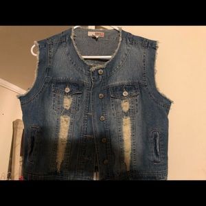 Denim sleeveless jean jacket
